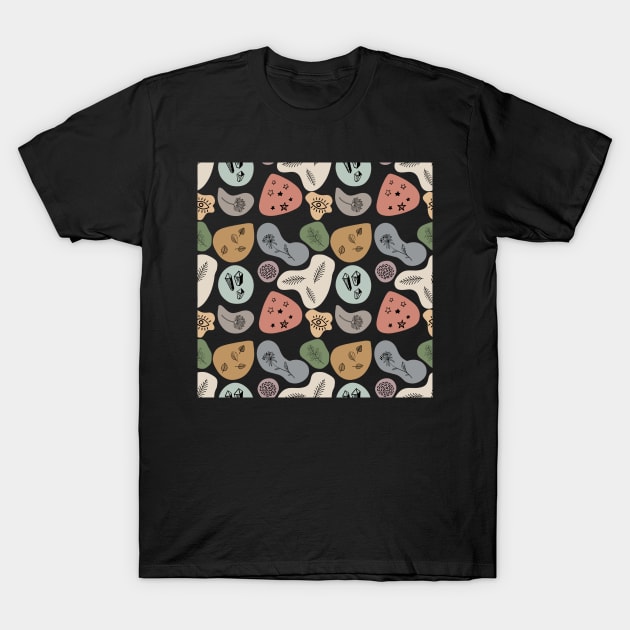 Abstract Nature Mystical All Over Pattern - black background T-Shirt by Tee's Tees